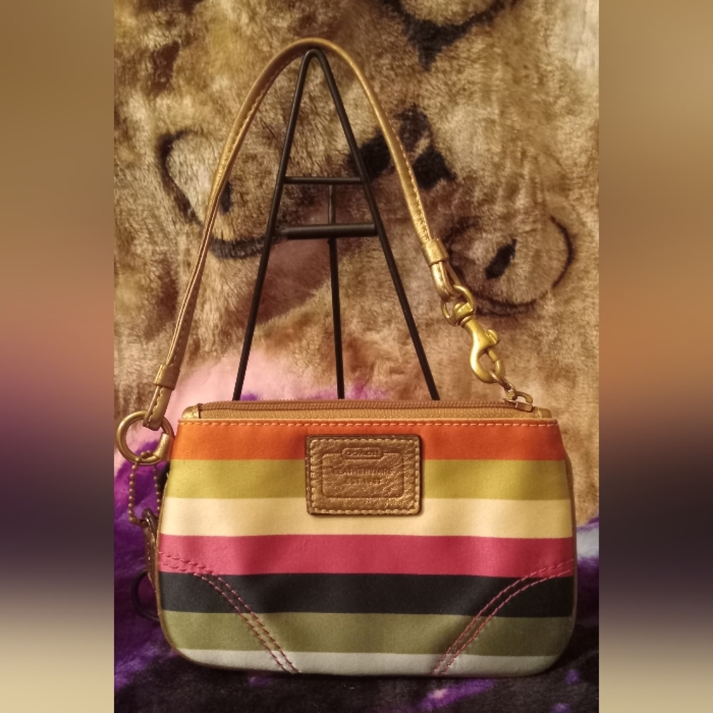 Coach Legacy Multicolor Striped Wristlet EUC